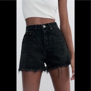 Zara trafaluc black denim high rise shorts